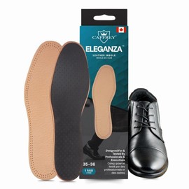 Caffrey Eleganza Natural Sheep Leather Insoles - Soft Latex Foam Cushioning - Shoe Odor Eliminator - Slip Prevention - Ideal for Men & Women's Closed Shoes - Durable, Moisture Absorbing, Size 37-38