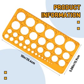 Circle Template, 1 mm - 36 mm Circles Diameter Hole Template, Orange Quilling Stencil, Digital Measuring Stencils Rulers for Drawing Construction
