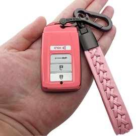 Kirsnda for ACURA key fob cover case,with keychain,Soft TPU protect car Key Shell,fit MDX RDX RLX ILX TLX,ect remote smart key(Pink), Pink