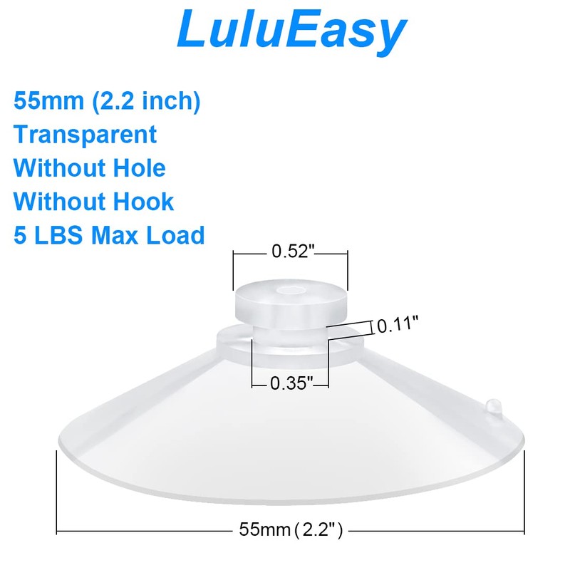 LuluEasy 55mm 10 Pieces Large Suction Cups Clear Thick Without
