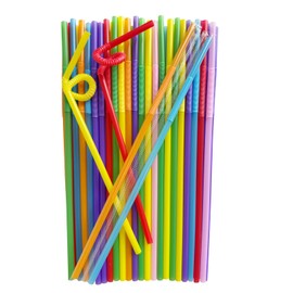 YAOSHENG Drinking Bendable Straws Flexible, 100 PCS, Diameter 6 MM Length 26 CM (10.24Inches), Plastic, Assorted Pure Solid Colors (200, Colour)