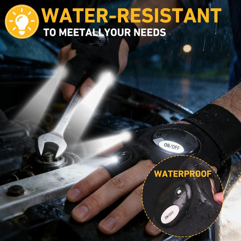 Laexepelle LED Flashlight Gloves for Fishing Camping, Easter Basket Stuffers,