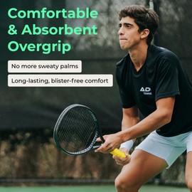ADV Dry Tennis Overgrip Tape - 12-Pack - FeltTac Tennis Racket Grip Tape - Ultra Absorbent Tennis Grip Tape - High Velvety Comfort Tennis Racket Grips - Pro Tested & Designed Tennis Grips Overgrip