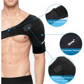 ipow Adjustable Shoulder Support Shoulder Strap Made of Neoprene Shoulder Bandage Strap Shoulder Protection for Sports Injuries Unisex Fits Left or Right Shoulder Size S