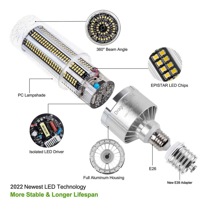 DragonLight 120W Commercial Grade Corn LED Light Bulb(400 Watt Metal
