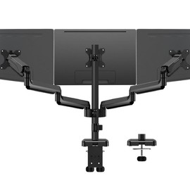 MOUNTUP 17"-32" Triple Monitor Mount, for Max 32'' Computer Screens, Holds 4.4-19.8lbs, VESA Bracket with Clamp/Grommet Base, Black, MU8004