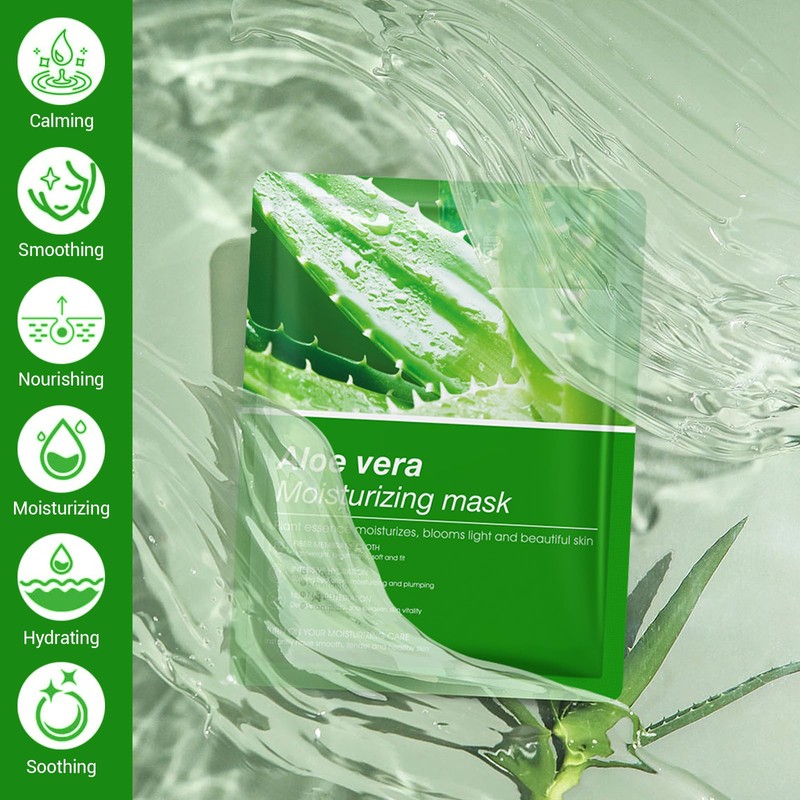 FunnAura 10 Pcs Aloe Vera Face Masks Skincare Sheet, Moisturizing