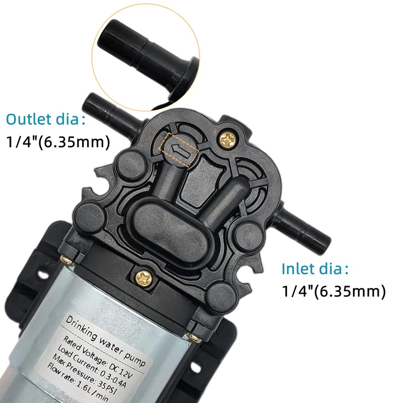 DC 12V water dispenser pump 1.6LPM 35PSI self-priming 1.3m, compatible