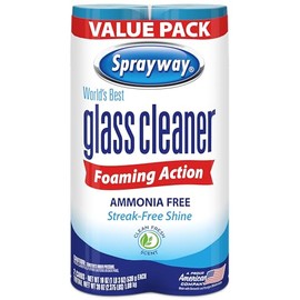Sprayway Glass Cleaner Foaming Aerosol Spray, 19oz, Pack of 2 | Ammonia-Free, Streakless, Fast-Acting | Cleans & Polishes Glass Surfaces | Fresh Scent, Removes Fingerprints, Dust, Dirt, Smoke Film