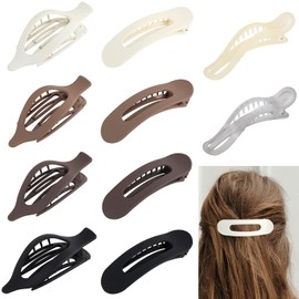 10 Pack French Flat Hair Clips for Women – Large Matte No-Slip Claw Clips for All Hair Types, Strong Hold Styling Accessories