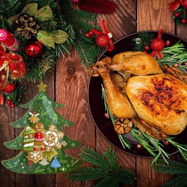 Christmas Tree Paper Plates Christmas Paper Plates Xmas Tree Shape Party Disposable Plates Green Christmas Tree Shaped Dinner Tableware for Christmas Party Home Kitchen Decoration 16 Pcs