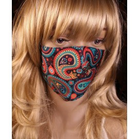 Unbranded Colorful Paisley Face Mask with Filter Pocket Reusable Cotton Boho Hippie Style