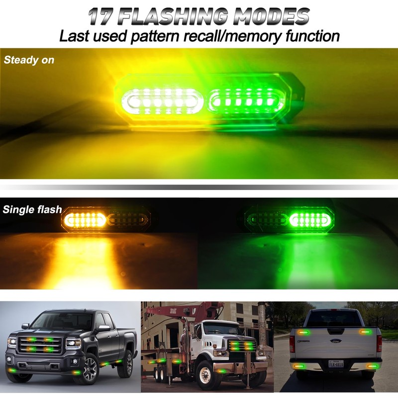 ASPL 8pcs Sync Feature Ultra Slim 12-LED Surface Mount Flashing
