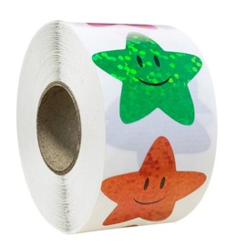 1 Inch Smiley Face Star Stickers for Kids Reward,500 Pcs Shiny Self-Adhesive Glitter Foil Star Sticker for Envelope Seal Birthday Wedding Classroom Teacher Supply