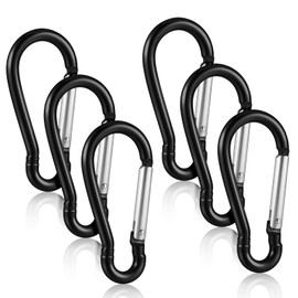 6PCS Black Flag Clips Flag Pole Ring Replacement Aluminum Alloy Spring Snap Hooks Heavy Duty Clips for Grommeted Flagpole Hardware Accessories for Keys Swing Set Camping Fishing Hiking Traveling