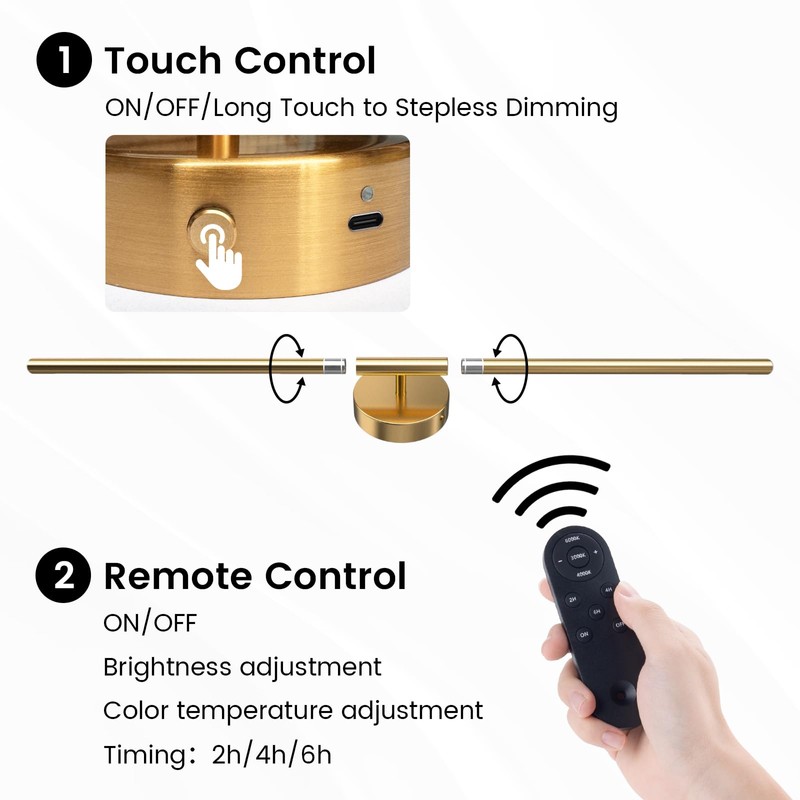 JOFIOS Battery Operated Wall Sconces Set of 2, 360°Rotation Wireless