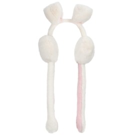 Surblue Foldable Cute Rabbit Moving Earmuffs Winter Warm Outdoor Ear Covers Headband Fur Earwarmer White