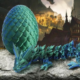 Merrwon Easter Surprise Dragon Egg Figures, 3D Printed Movable Dragon Toy, Easter Gifts, Children, Desk Toy, Dragon Ornament for Cars, Offices, Homes