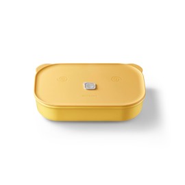 BUYDEEM Ceramic Food Storage Container with Airtight Lid, 35 oz Bento Lunch with Airlock Lid, Stackable Bento Box Microwaveable, Reusable and Dishwasher Safe, for Office Work and Travel, Mellow Yellow