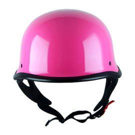 1Storm Novelty Motorcycle Half Face Helmet Open German Style DOT Approved: HKY602 Glossy Pink