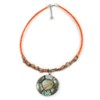 Avalaya Orange Glass Bead Wire Necklace with Shell & Mother