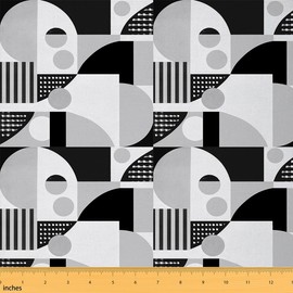Feelyou Geometric Fabric by The Yard 2 Yards Modern Geometry Decor Decorative Waterproof Outdoor Fabric Modern Art Upholstery Fabric for Chairs Luxury Black White DIY Reupholstery Fabric