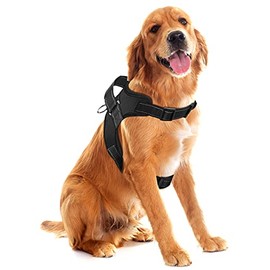 MASCRETTA Arnés/Pechera para Perro. No Daña el Cuello de tu Mascota. Excelente para Pasear. Collar Deportivo con Bandas de Luz Reflejantes para Cualquier Raza. Talla S, M, o G. (Grande, Negro)