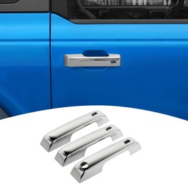 PDKLIN for Bronco Door Handle Cover Trim Chrome Fit for Ford Bronco 2021 up Chrome Exterior Accessories 3pcs