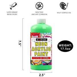 GOODTAKE Neon Acrylic Paint | 17.5 oz Bottles | Student Neon Colors Acrylics Painting | Non-Toxic | Neon Green Paints for Canvas, Paper, Rocks| Art & Craft Paints for Artists, Kids (Neon Green, 17.5 Fl Oz)
