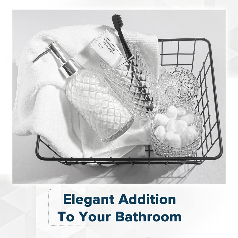 RYTOXILO Bathroom Accessories Set, 4 Pack Clear Glass Bath Accessory