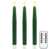 KunSwenn Christmas Green Flameless Taper Candles with Remote, Real Wax