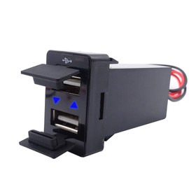 XJMOTO Dual USB Socket Charger Port Outlet Blue Light 12V/24V 2.1A Compatible with Toyota Tundra Tacoma 4Runner