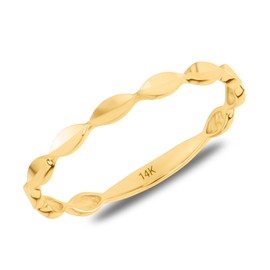 MAX + STONE Solid 14K Gold Ring with Diamond Cut | Thin 14k Gold Band Rings for Women | Comfortable & Thin Gold Stackable Rings | Hypoallergenic 14K Solid Gold Ring in Size 6