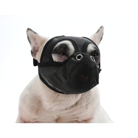 CILKUS Short Snout Dog Muzzles - Bulldog Muzzle Adjustable Breathable Mesh Can Stick Out Tongue and Drink Water Anti-Biting and Training Dog (Black, L (19.6"-20.5")