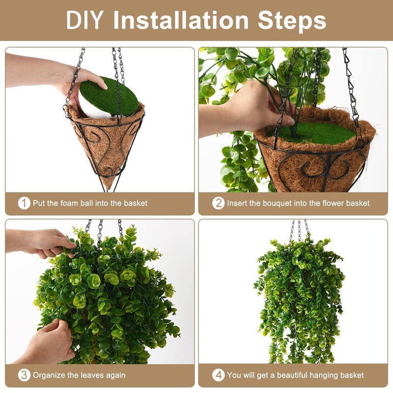 ZFProcess Artificial Faux Hanging Plants Basket for Spring Summer Outdoor