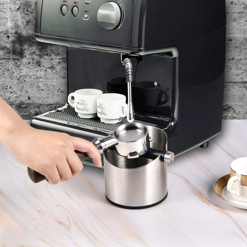 Large Size Coffee Knock Box, SANTOW Stainless Steel Construction Black