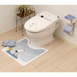 Senko 31416 Snoopy Starry Sky Snoopy Toilet Mat, Approx. 23.6 x 23.6 inches (60 x 60 cm), Blue Gray, Character Animal