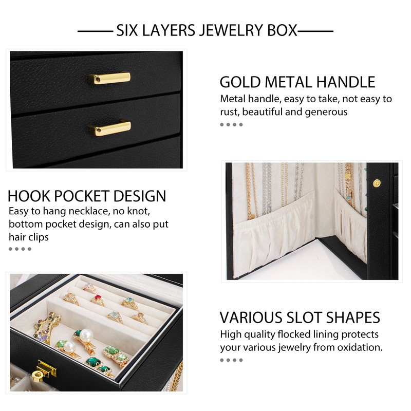 AKOZLIN Jewelry Box Organizer Functional Leather Jewelry Storage Case for