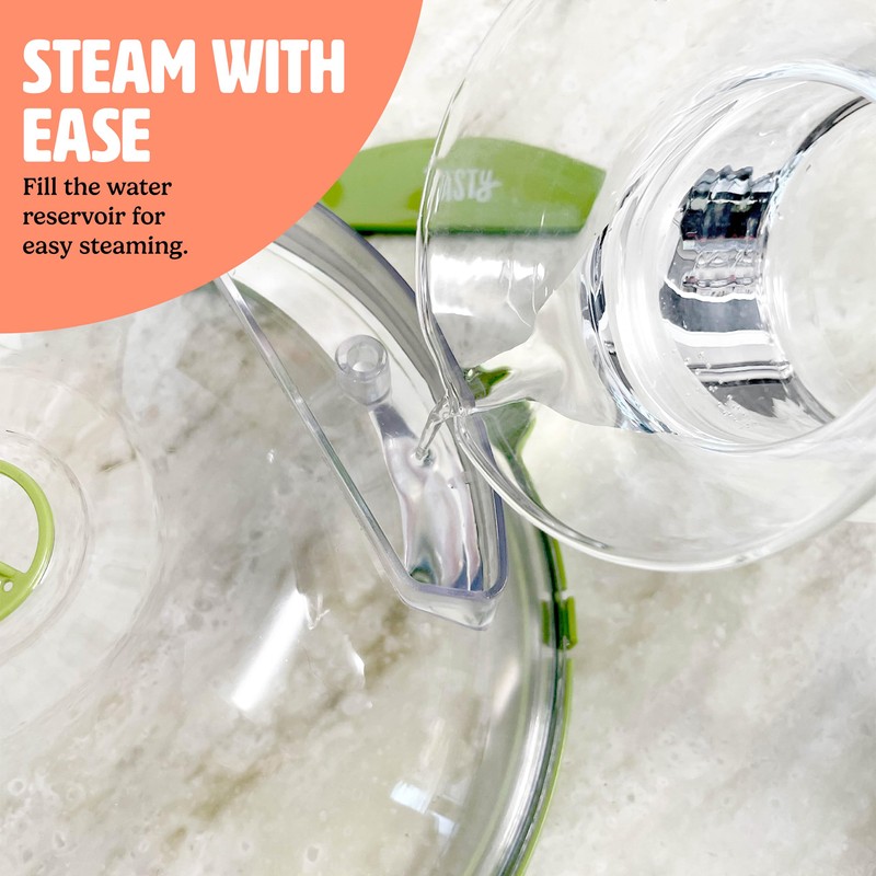 Tasty Microwave Splatter Cover with Built in Water Steamer &