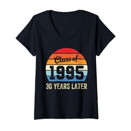 Womens Vintage Class Of 1995 30 Years Later Reunion 30th Graduation V-Neck T-Shirt