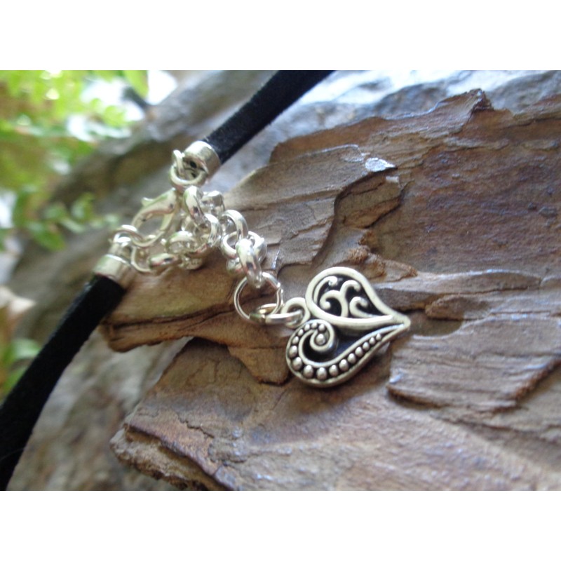 ◦•●◉✿ SCHWARZES OKTOBERFEST BAYERN DOPPEL HERZ HALSBAND ✿◉●•◦ veganes Leder,