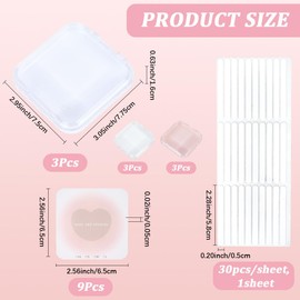SOFPLATE 9Pcs 7.75 x 7.5cm Press on Nail Storage Box Clear Pink White Nail Packaging Boxes with 30Pcs Double Sided Stickers 9Pcs Display Cards for Press ons Artificial False Tips Beauty Charms Women