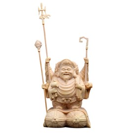 Shrou Sculpture Buddha Statue, Lucky Seven Lucky Gods of Fortune, Three Sides Daikokuten (Height 2.4 x Width 1.6 x Depth 1.4 inches (6 x 4 x 3.5 cm), Prosperous Business, Sick-Free Health, Good Luck, Evil Protection (Wood)