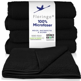 Moon Floringo Microfibre Hairdresser Hand Towels 30 x 50 cm with Absorbent Surface Black Pack of 5