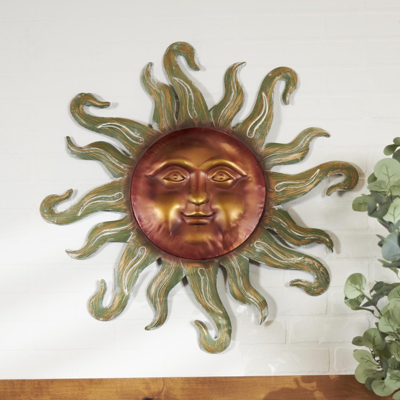 Deco 79 Metal Sun Home Wall Decor Wall Sculpture with