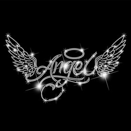 SUPERDANT Angel Wings Iron on Rhinestones Transfer Angel Wings Crystal Heat Transfer Stickers Angel Iron on Decals Bling Rhinestone Patches for T-Shirt Clothing Tote Bag DIY Art Craft Gifts