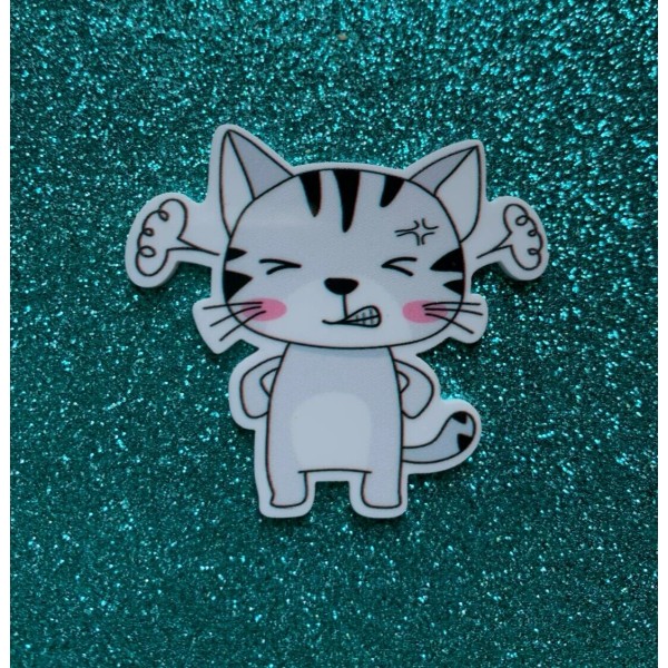 5pc. Angrey Cats, Kitty Planar Resin Flatback, Cabochon, Bow Center,
