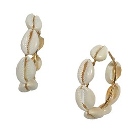 B Jewelry Collection Playa Cowrie Shell 2" Hoop Earrings, Natural