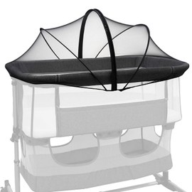 Bassinet Mosquito Net Cover to Keep Cats & Bugs Out for Baby, Two-Way Zipper, Portable Bassinet Cover with Storage Bag, Breathable Baby Mosquito Net for Travel Crib, Black