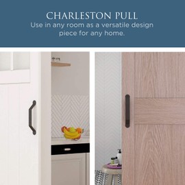 National Hardware N700-108 Interior Sliding Barn Door Hardware Charleston Pull, 10 in, Matte Black